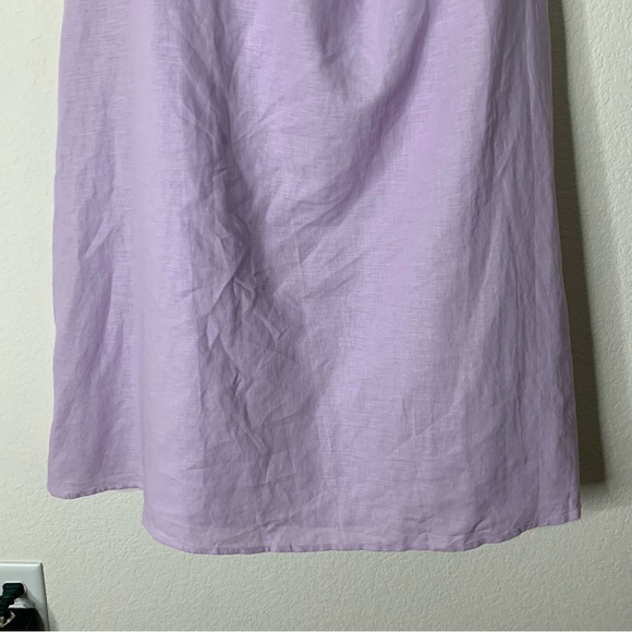 Charlie Holiday Womens purple linen cotton puff sleeve cut out midi dress 8 - Picture 4 of 10